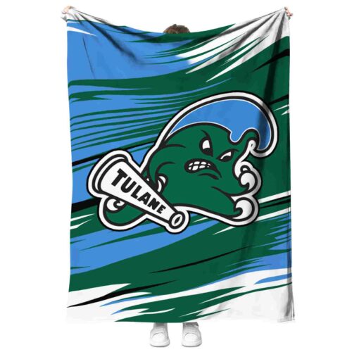 tulane green wave paint streaks green white blanket best selling