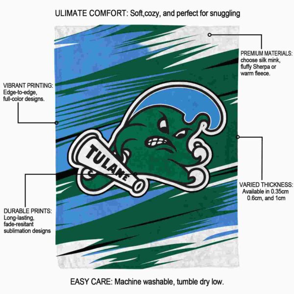 tulane green wave paint streaks green white blanket new arrival