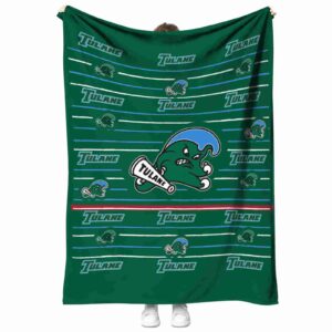 tulane green wave striped pattern green blanket best selling
