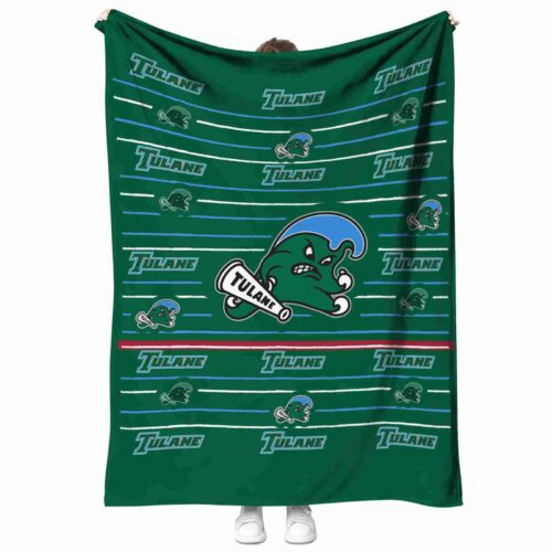 tulane green wave striped pattern green blanket best selling