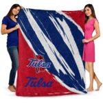 tulsa golden hurricane brushstrokes blue white blanket best selling