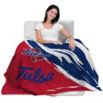 tulsa golden hurricane brushstrokes blue white blanket best selling