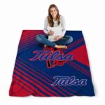 tulsa golden hurricane diagonal stripes blue blanket high quality