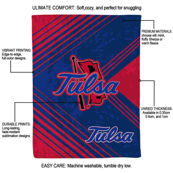 tulsa golden hurricane diagonal stripes blue blanket new arrival