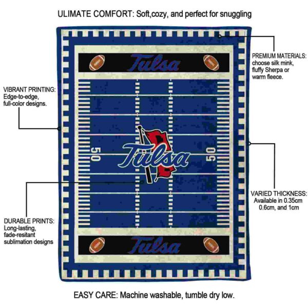 tulsa golden hurricane football field blue blanket new arrival