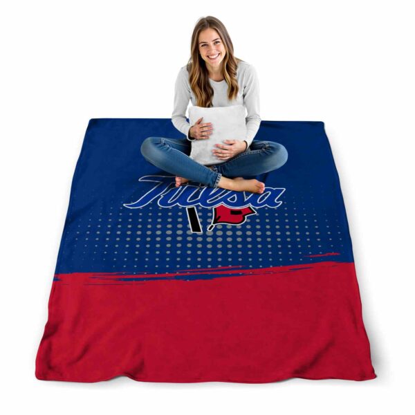 tulsa golden hurricane gradient dots blue blanket high quality