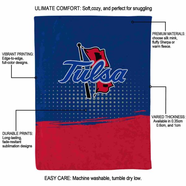 tulsa golden hurricane gradient dots blue blanket new arrival