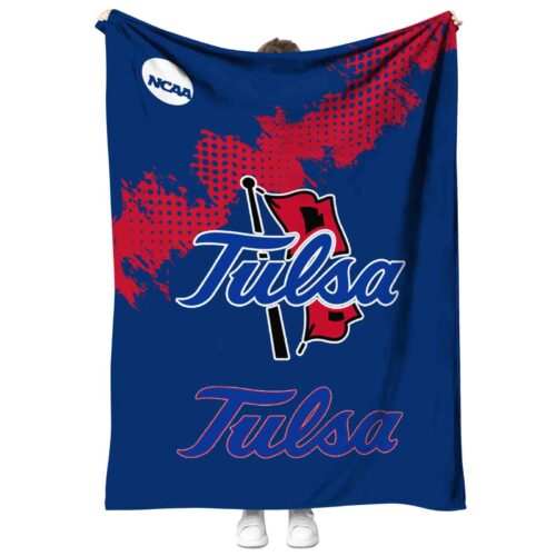 tulsa golden hurricane grunge texture blue blanket best selling