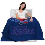 tulsa golden hurricane grunge texture blue blanket best selling