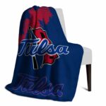 tulsa golden hurricane grunge texture blue blanket best selling