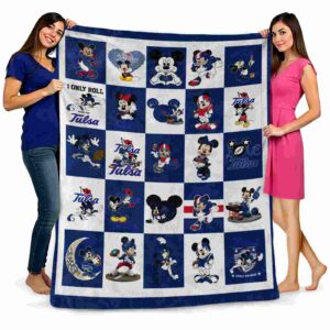 tulsa golden hurricane mickey minnie blue white blanket fashion forward