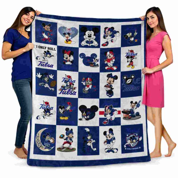 tulsa golden hurricane mickey minnie blue white blanket fashion forward