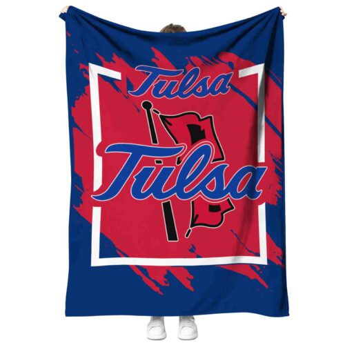 tulsa golden hurricane splatter effect blue blanket best selling