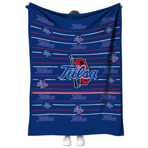 tulsa golden hurricane striped pattern blue blanket best selling