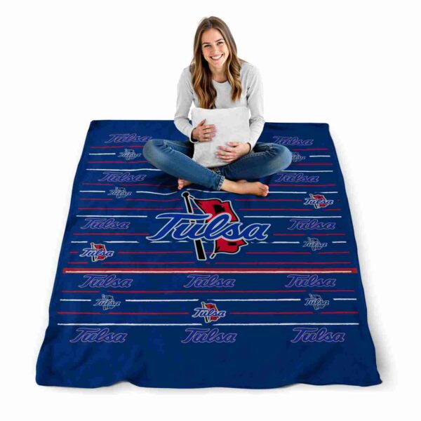 tulsa golden hurricane striped pattern blue blanket high quality