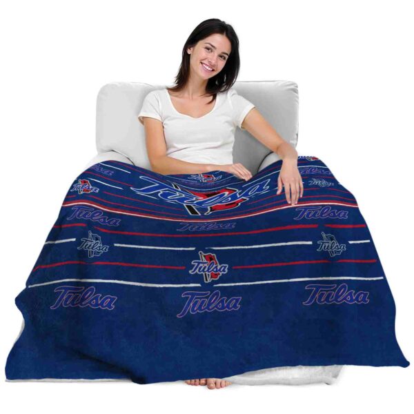 tulsa golden hurricane striped pattern blue blanket latest model