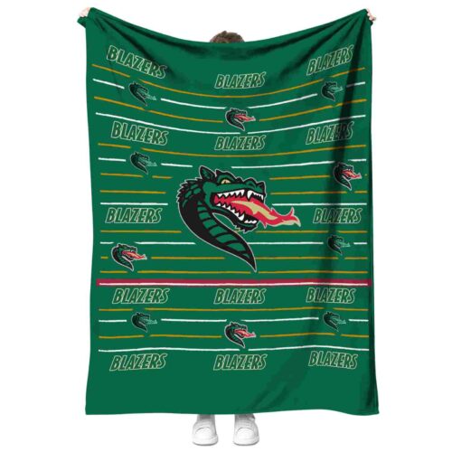 uab blazers striped pattern green blanket best selling