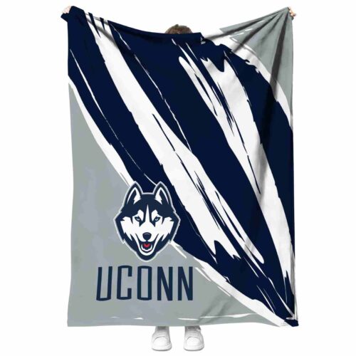 uconn huskies brushstrokes blue white blanket best selling