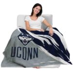 uconn huskies brushstrokes blue white blanket best selling