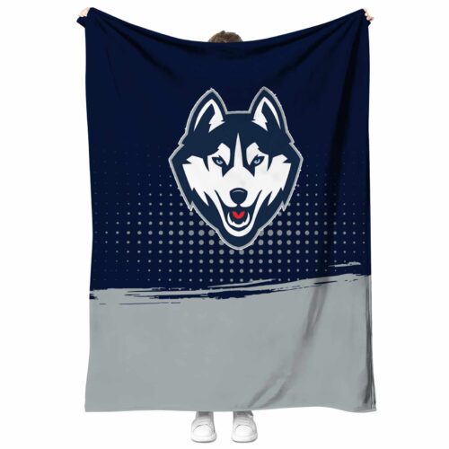 uconn huskies gradient dots blue blanket best selling