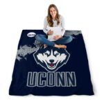 uconn huskies grunge texture blue blanket best selling