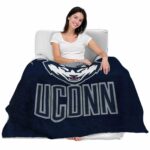 uconn huskies grunge texture blue blanket best selling