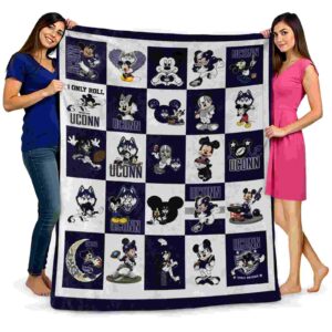 uconn huskies mickey minnie blue white blanket fashion forward