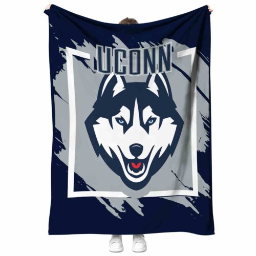 uconn huskies splatter effect blue blanket best selling
