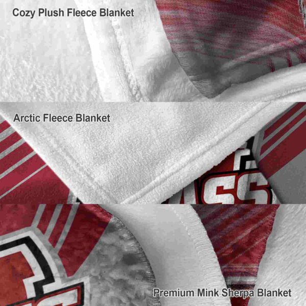 umass minutemen diagonal stripes red blanket premium grade