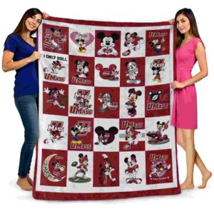 umass minutemen mickey minnie red white blanket fashion forward