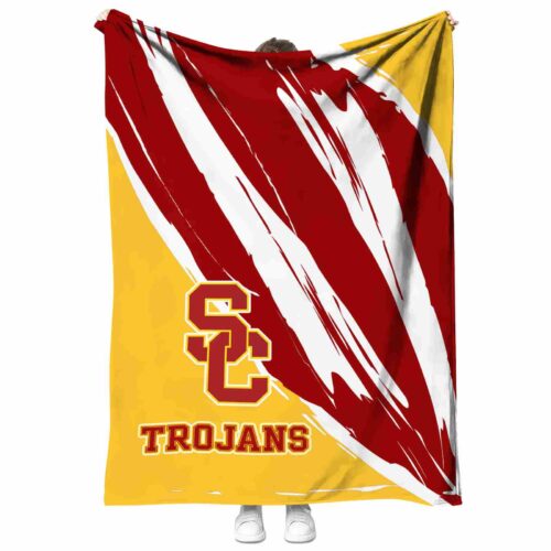 usc trojans brushstrokes red white blanket best selling