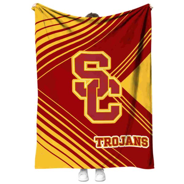 usc trojans diagonal stripes red blanket best selling