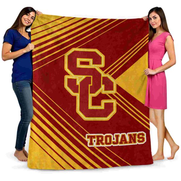 usc trojans diagonal stripes red blanket fashion forward
