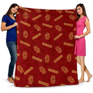 usc trojans diehard fans red blanket fashion forward