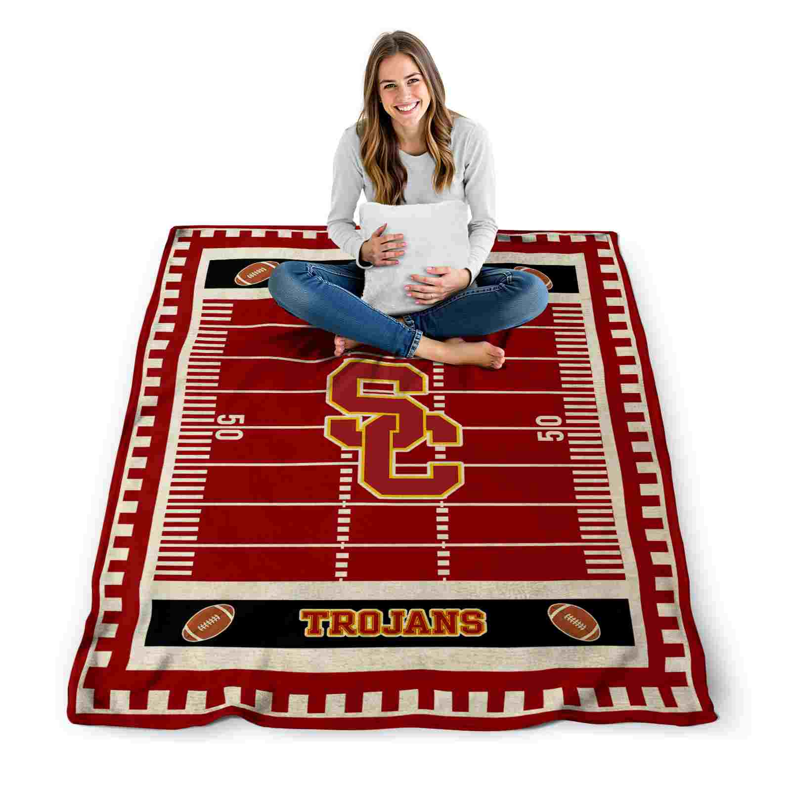 usc trojans football field red blanket high quality usc trojans football field red blanket high quality