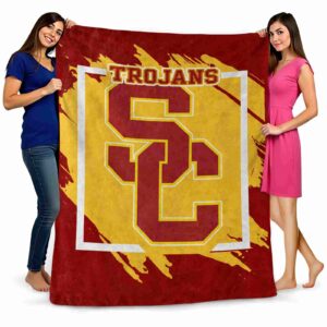 usc trojans splatter effect red blanket fashion forward