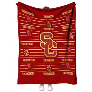 usc trojans striped pattern red blanket best selling