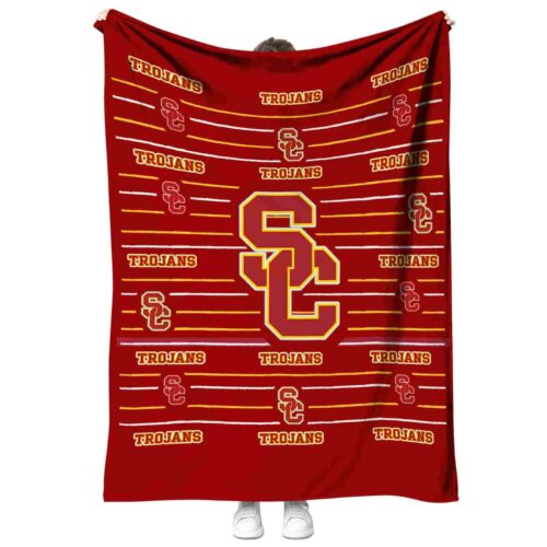 usc trojans striped pattern red blanket best selling