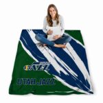 utah jazz brushstrokes navy white blanket best selling