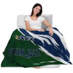utah jazz brushstrokes navy white blanket best selling