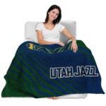 utah jazz diagonal stripes navy blanket best selling
