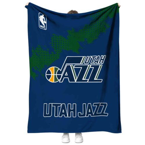 utah jazz grunge texture navy blanket best selling