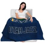 utah jazz grunge texture navy blanket best selling