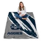 utah state aggies brushstrokes navy white blanket best selling