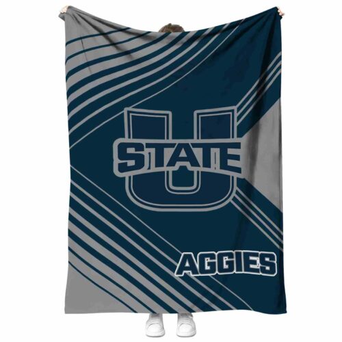 utah state aggies diagonal stripes navy blanket best selling