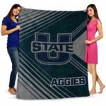 utah state aggies diagonal stripes navy blanket best selling