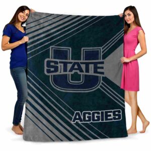 utah state aggies diagonal stripes navy blanket fashion forward