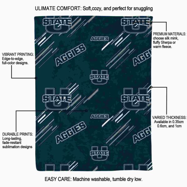 utah state aggies fan spirit navy blanket new arrival