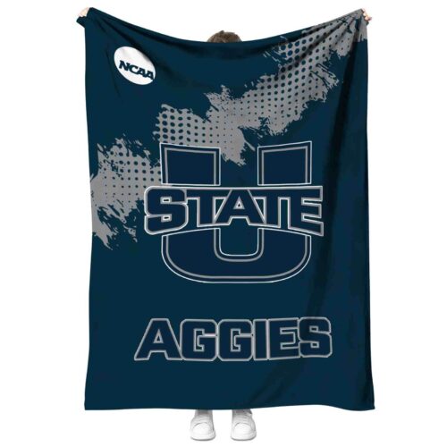 utah state aggies grunge texture navy blanket best selling