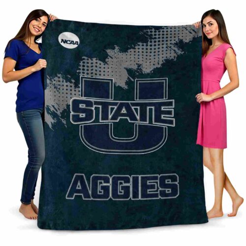 utah state aggies grunge texture navy blanket fashion forward